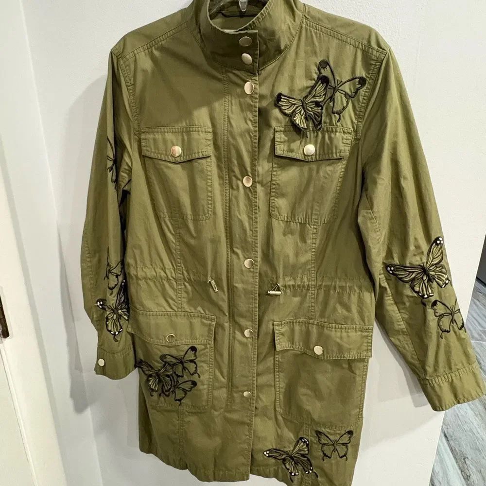 MICHAEL Michael Kors Khaki Butterfly Embroidered Jacket